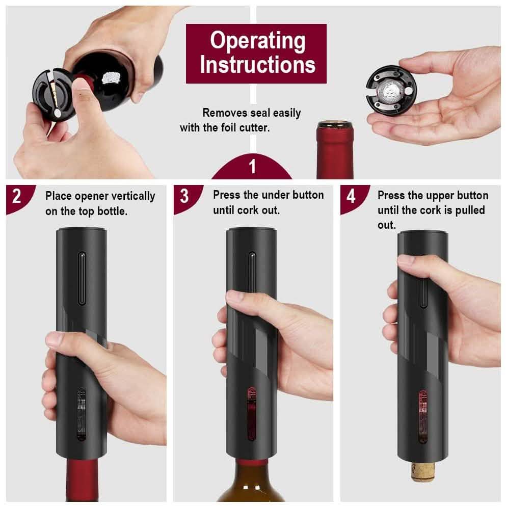Automatic Electric Wine Bottle Corkscrew Opener Wine & Dining - Tophatter Daily Deals