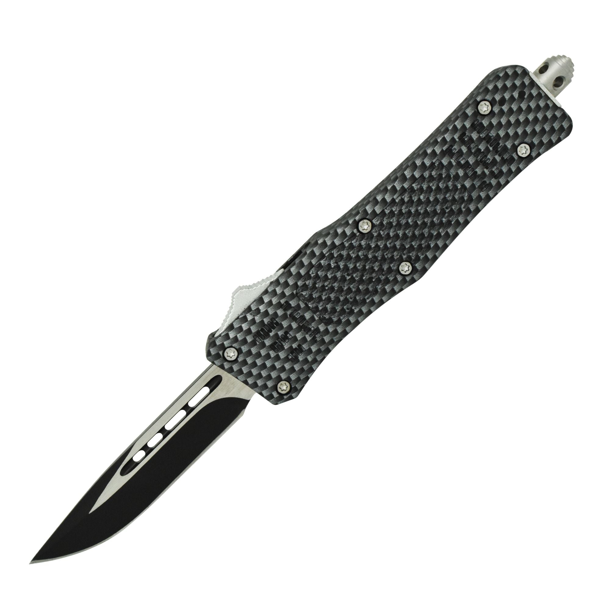 Automatic OTF Knife w/ Belt Clip Carbon Fiber Handle Color - Tophatter Daily Deals