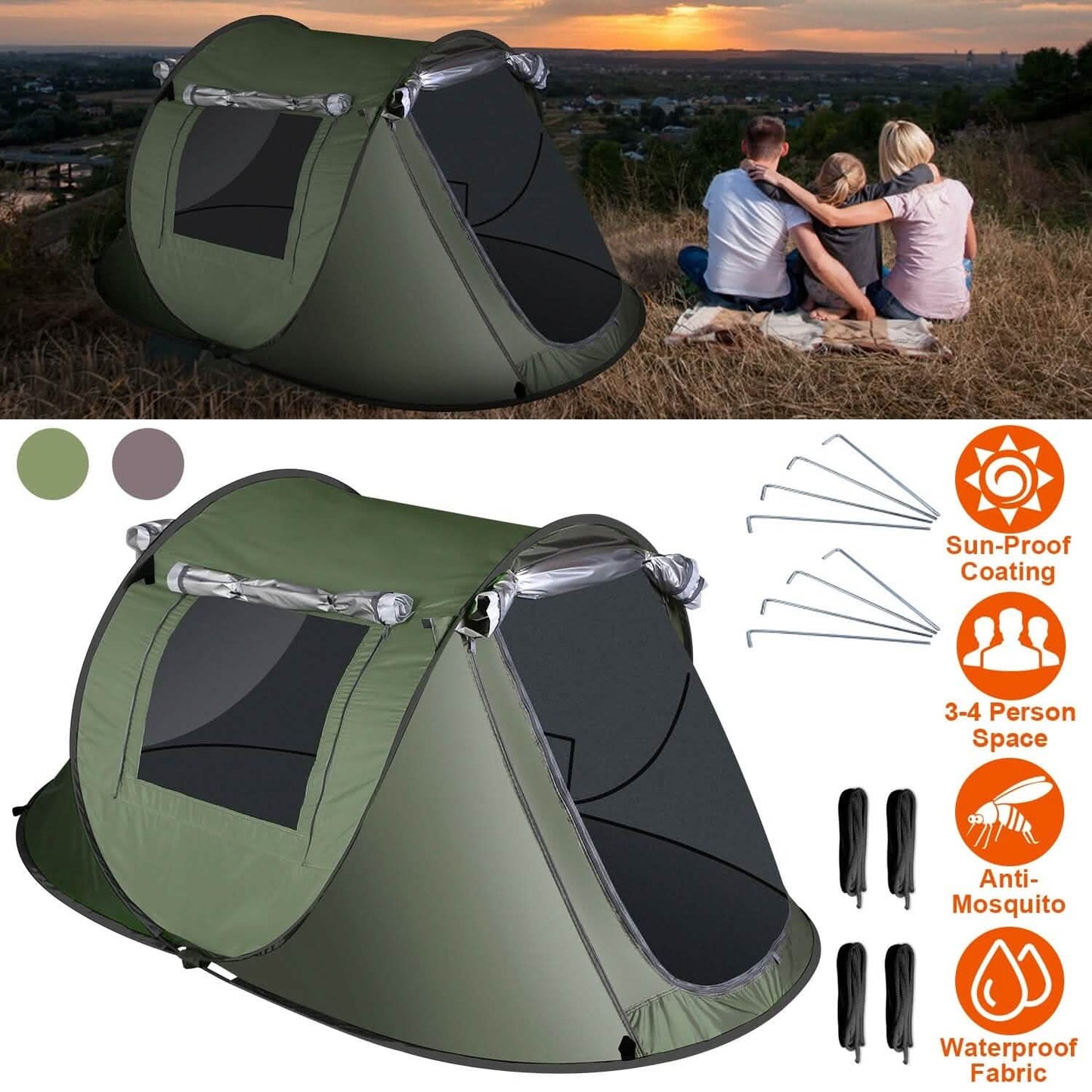 Automatic Pop Up Camping Tent Outdoor Recreation - Tophatter Daily Deals