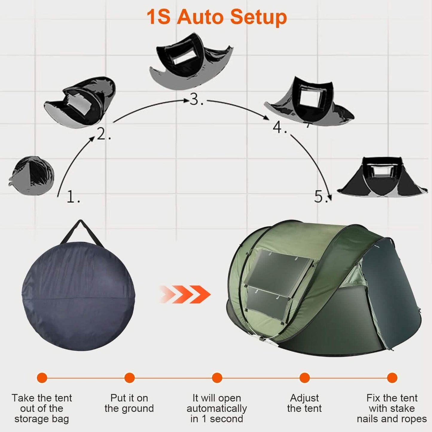 Automatic Pop Up Camping Tent Outdoor Recreation - Tophatter Daily Deals