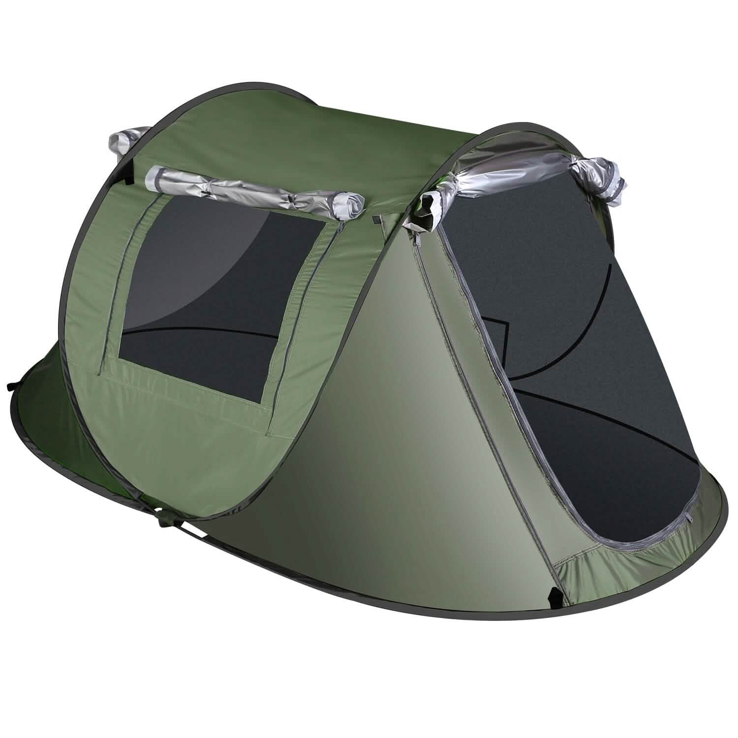 Automatic Pop Up Camping Tent Green 3-4 Persons Outdoor Recreation - Tophatter Daily Deals