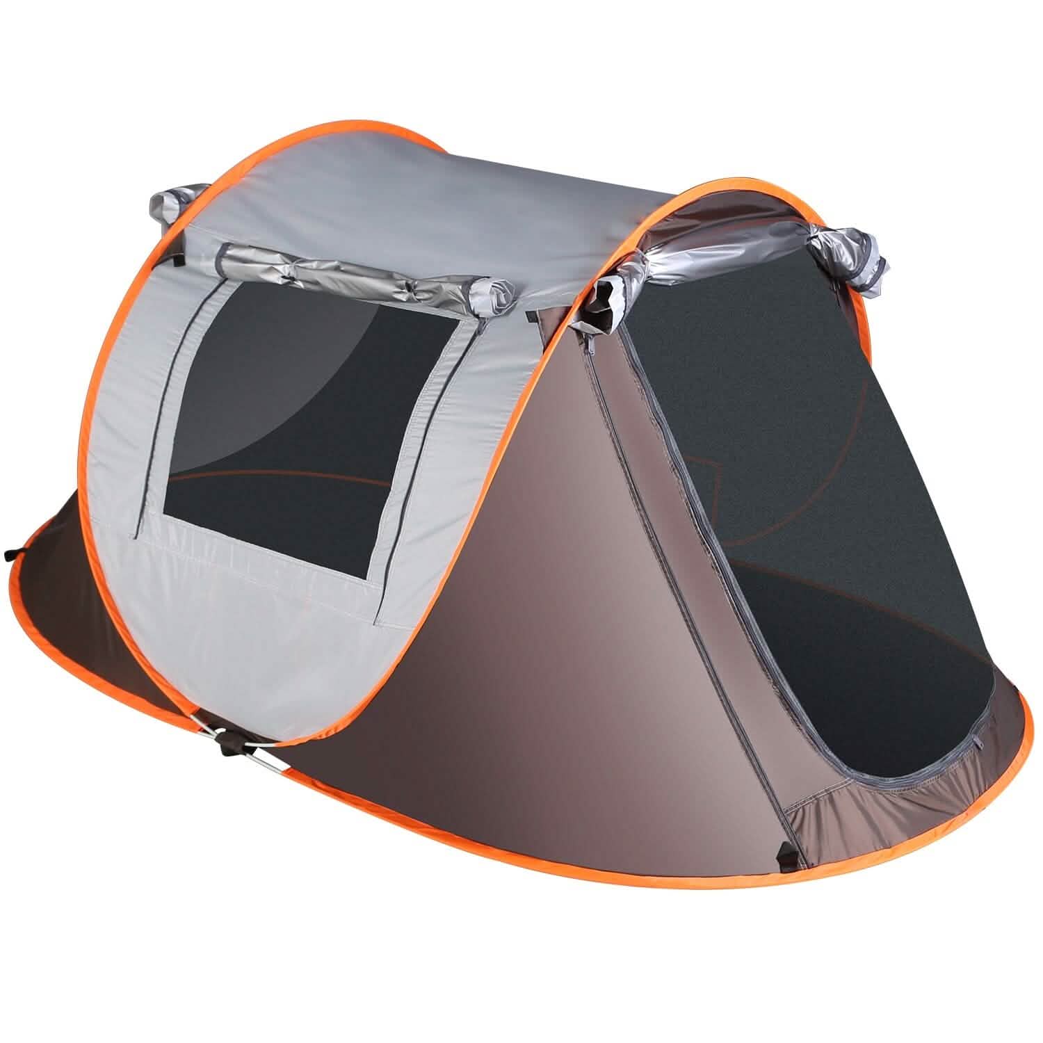 Automatic Pop Up Camping Tent Khaki 3-4 Persons Outdoor Recreation - Tophatter Daily Deals