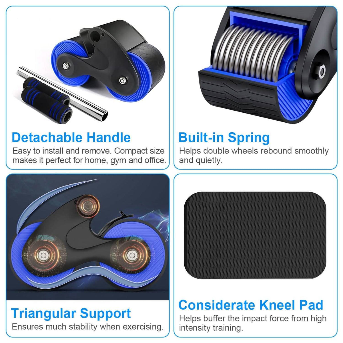 Automatic Rebound Anti-Slip AB Roller Wheel with Knee Pad Holder Fitness & Exercise - Tophatter Daily Deals