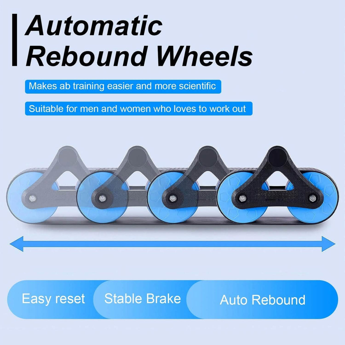 Automatic Rebound Anti-Slip AB Roller Wheel with Knee Pad Holder Fitness & Exercise - Tophatter Daily Deals