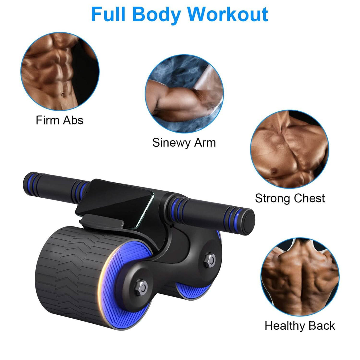 Automatic Rebound Anti-Slip AB Roller Wheel with Knee Pad Holder Fitness & Exercise - Tophatter Daily Deals