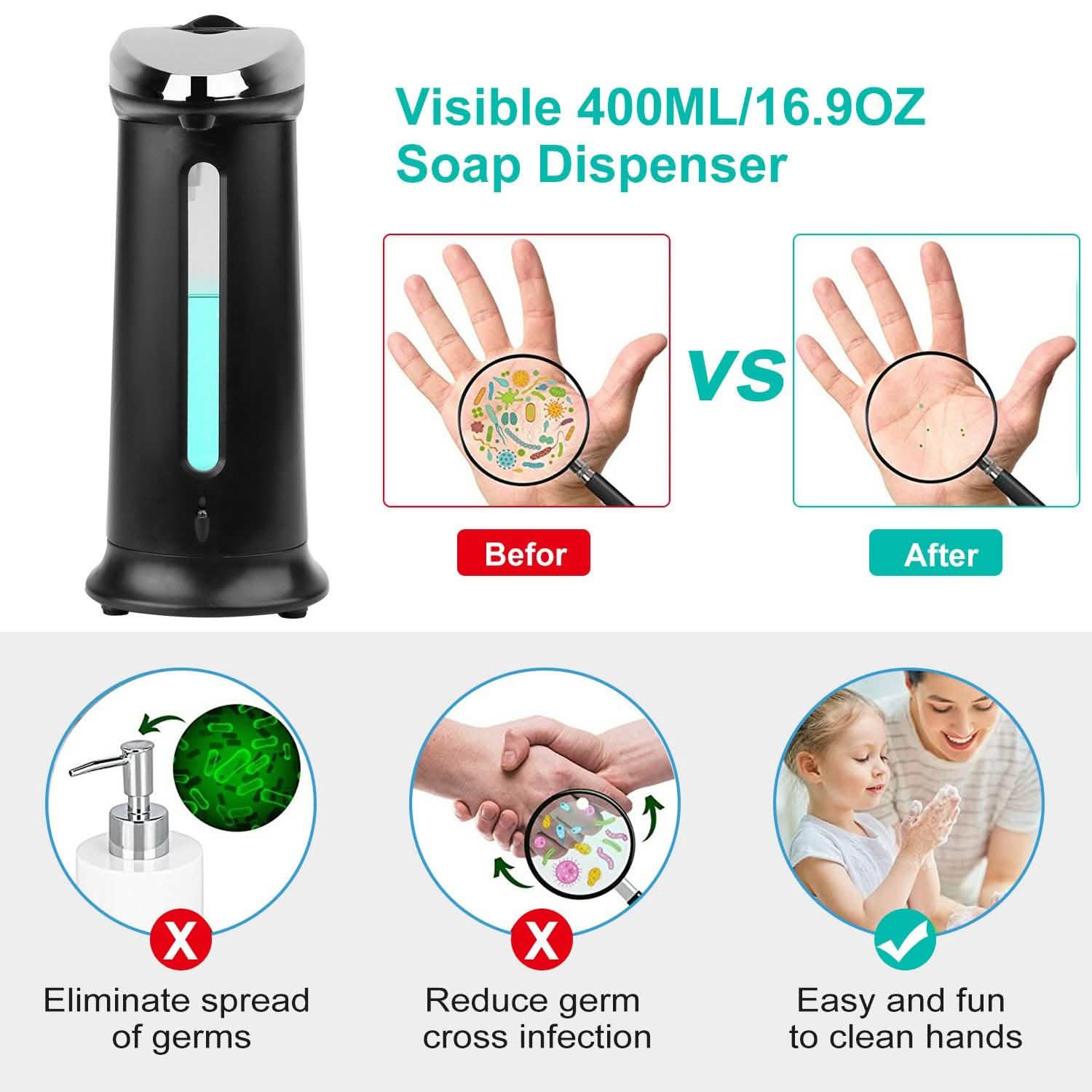 Automatic Soap Dispenser 400 ML/16.9 Oz Kitchen Tools & Gadgets - Tophatter Daily Deals
