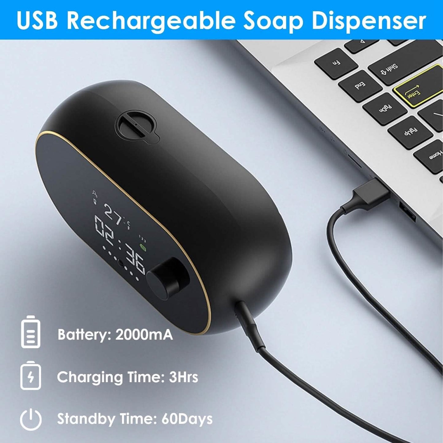 Automatic Soap Dispenser Wall Mounted Hand Free with Clock Temperature Bath - Tophatter Daily Deals