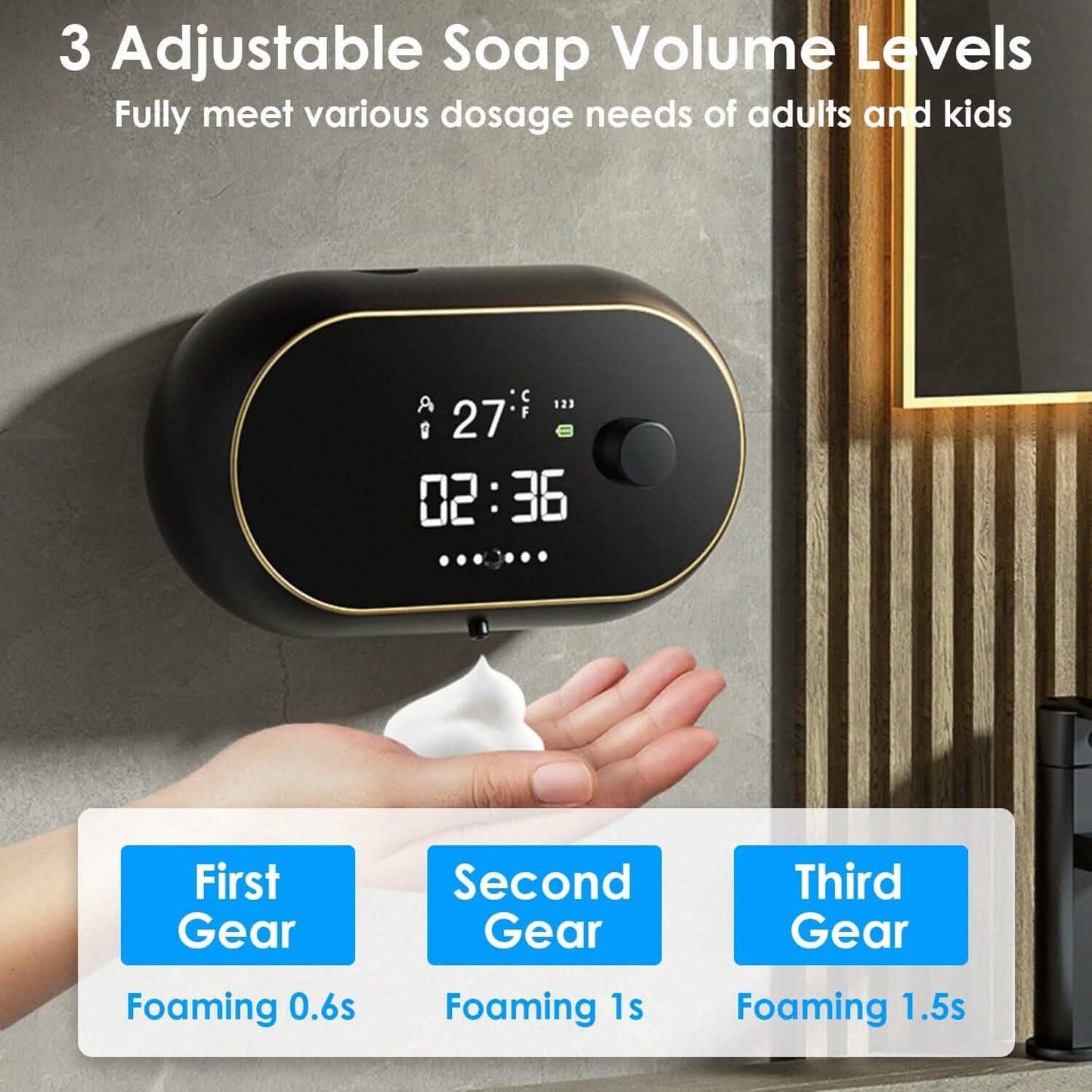 Automatic Soap Dispenser Wall Mounted Hand Free with Clock Temperature Bath - Tophatter Daily Deals
