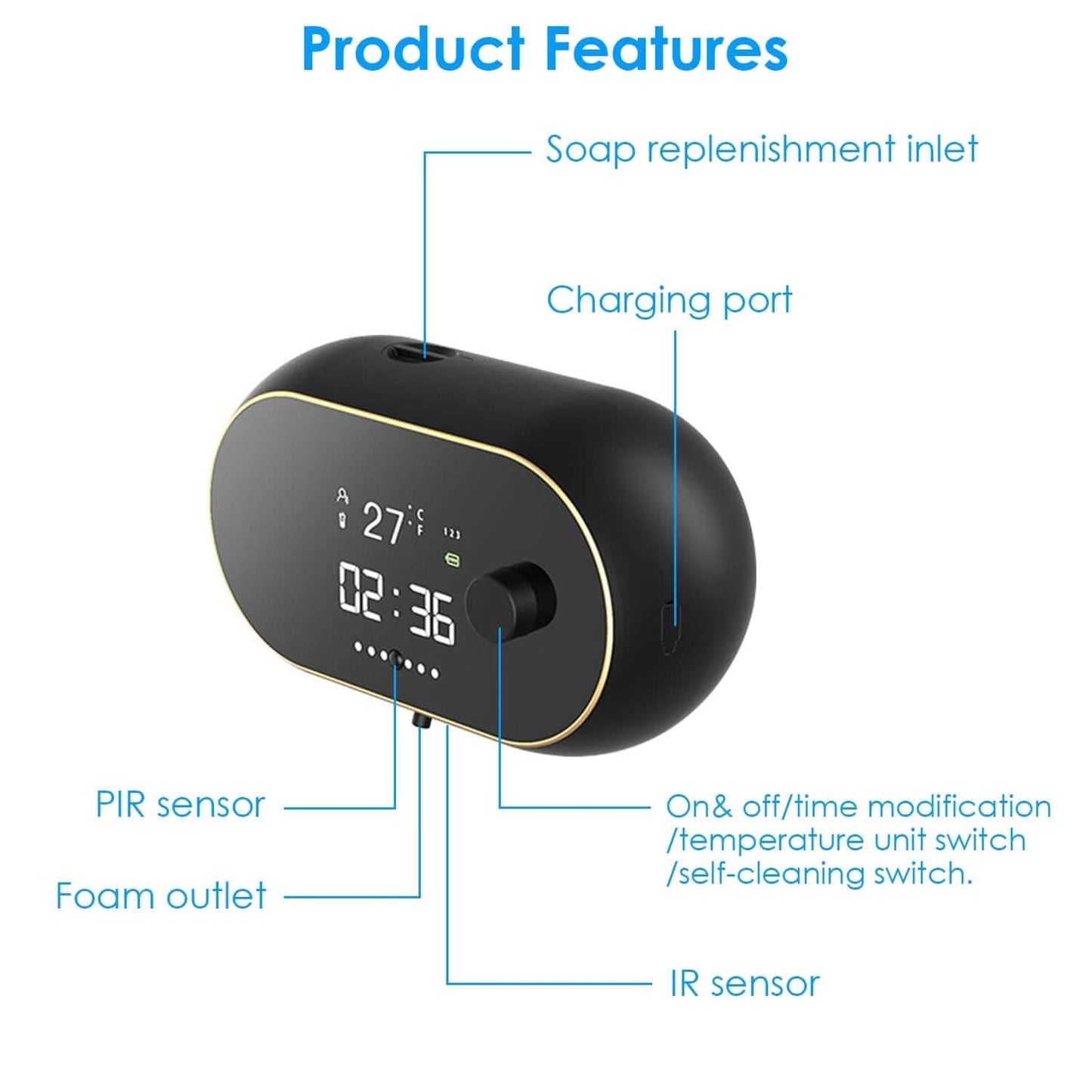 Automatic Soap Dispenser Wall Mounted Hand Free with Clock Temperature Bath - Tophatter Daily Deals