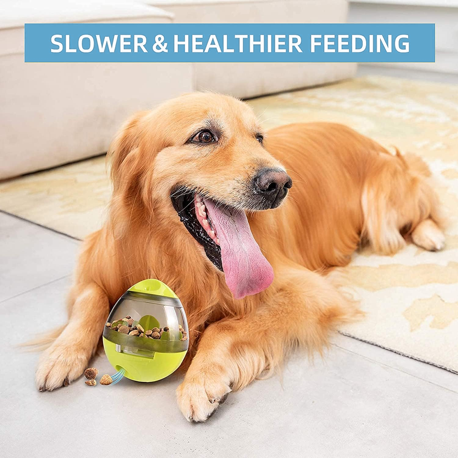 Automatic Dog Food Feeder - Pet Food Ball Interactive Toy Spill Treat Dispensing Bowl Feeder Breaker Cat pet - Tophatter Daily Deals