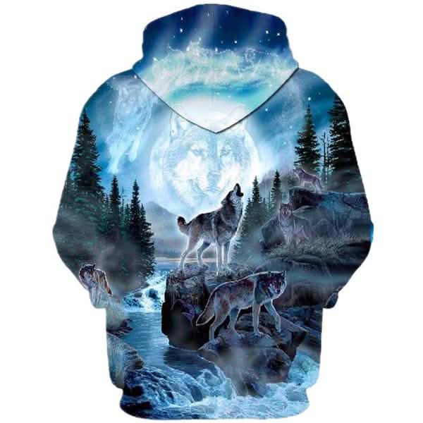 Autumn and Winter 3D Printed Wolf Sweatshirt Hoodie Men's Tops - Tophatter Daily Deals