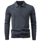 Autumn Winter Thermal Comfort Mens Polo Shirt Dark Grey Men's Clothing - Tophatter Daily Deals
