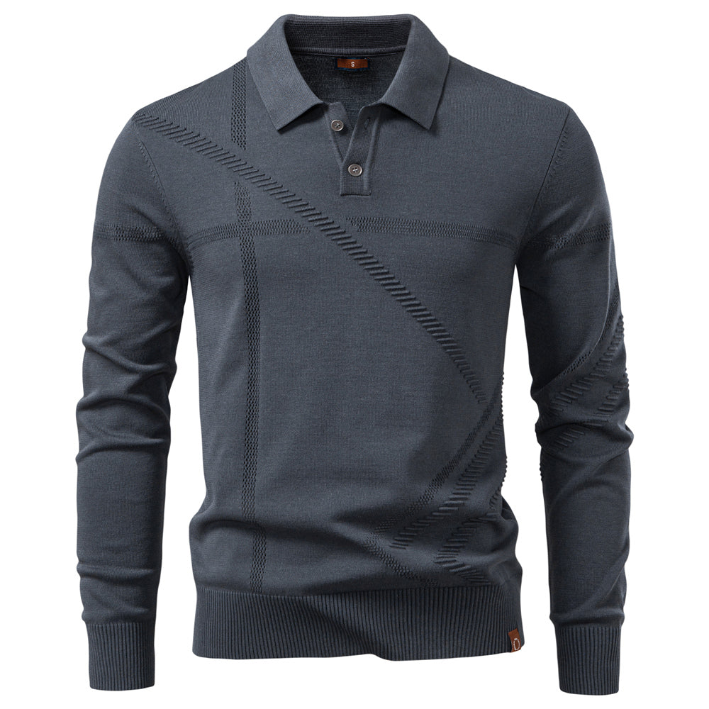 Autumn Winter Thermal Comfort Mens Polo Shirt Dark Grey Men's Clothing - Tophatter Daily Deals