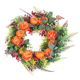 Autumn Wreath with Pumpkin Mixed Leaves Berries Flower Fall Seasonal Decor - Tophatter Daily Deals