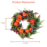 Autumn Wreath with Pumpkin Mixed Leaves Berries Flower Fall Seasonal Decor - Tophatter Daily Deals
