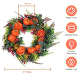 Autumn Wreath with Pumpkin Mixed Leaves Berries Flower Fall Seasonal Decor - Tophatter Daily Deals