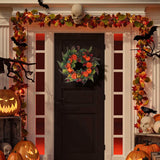 Autumn Wreath with Pumpkin Mixed Leaves Berries Flower Fall Seasonal Decor - Tophatter Daily Deals
