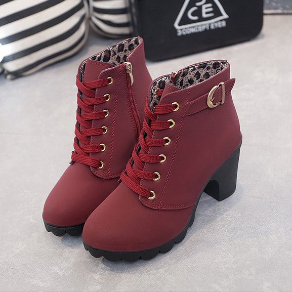 Supportive Women's Ankle Boots - Lace-Up, Suede, Autumn Red - Tophatter Daily Deals
