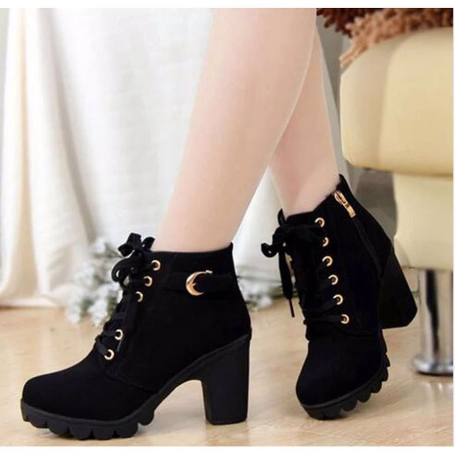 Supportive Women's Ankle Boots - Lace-Up, Suede, Autumn - Tophatter Daily Deals