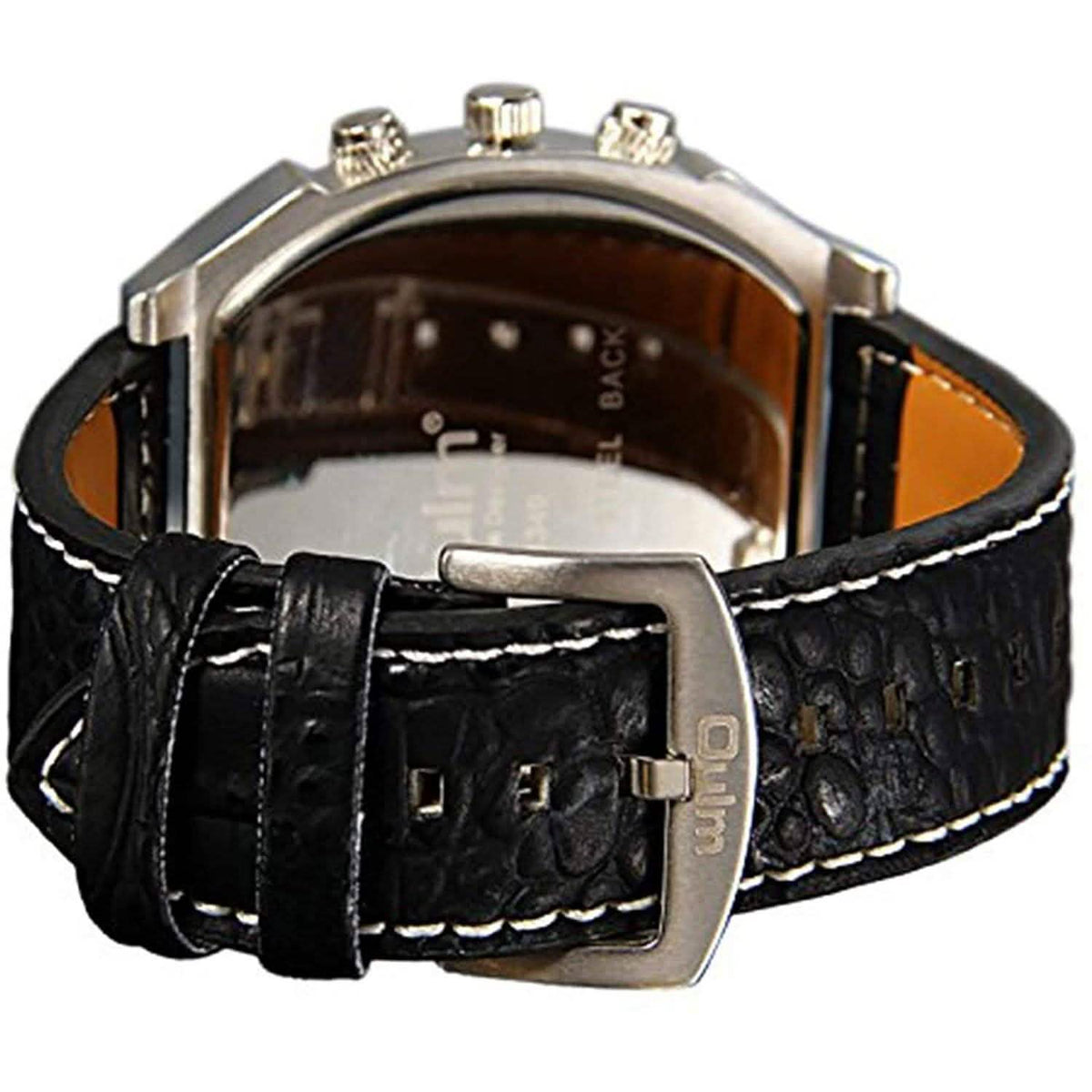 Avaner Mens Big Face Dual Time Zone Leather Strap Sport Watch Watches - Tophatter Daily Deals