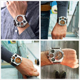 Avaner Mens Big Face Dual Time Zone Leather Strap Sport Watch Watches - Tophatter Daily Deals