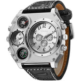 Avaner Mens Big Face Dual Time Zone Leather Strap Sport Watch Watches - Tophatter Daily Deals