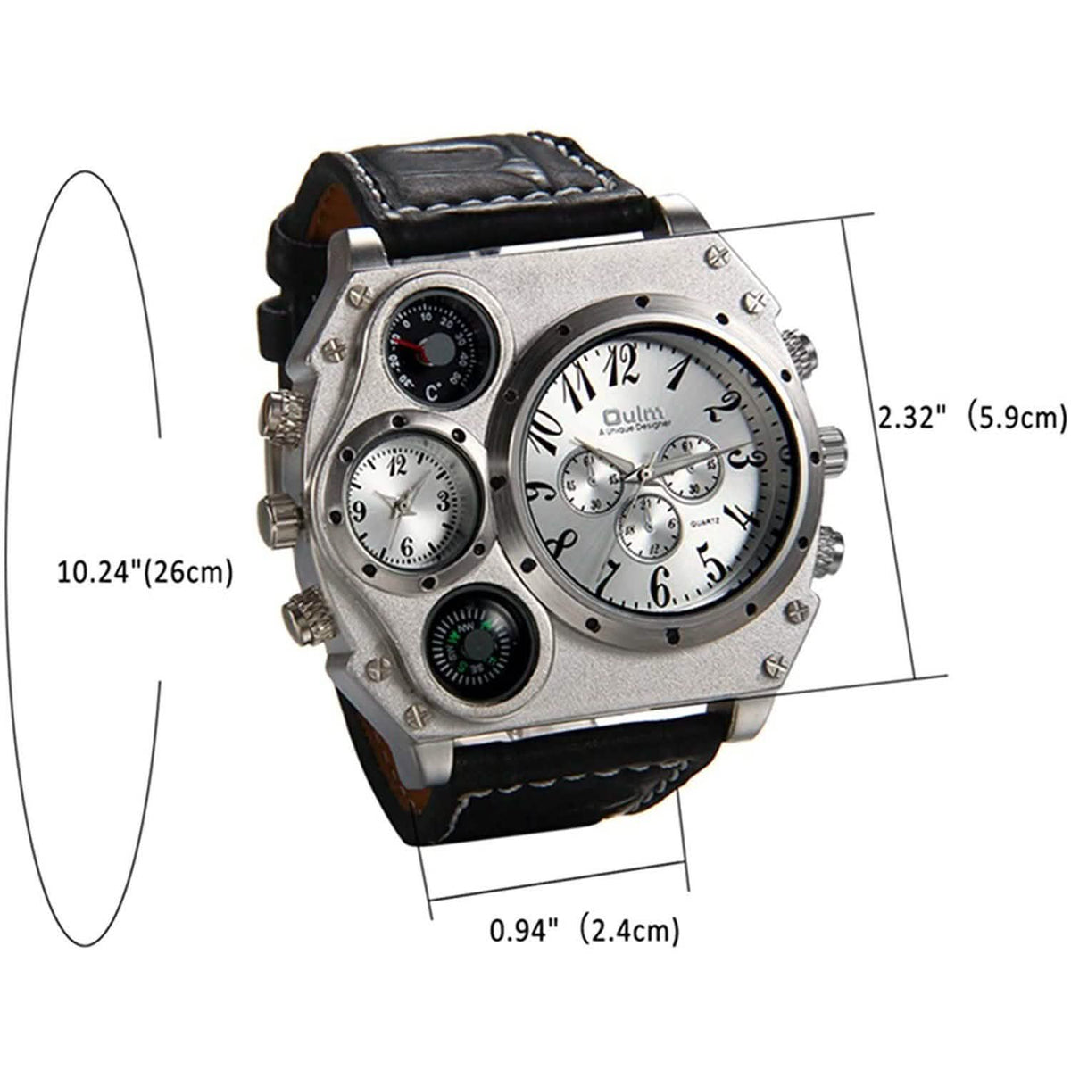 Avaner Mens Big Face Dual Time Zone Leather Strap Sport Watch Watches - Tophatter Daily Deals