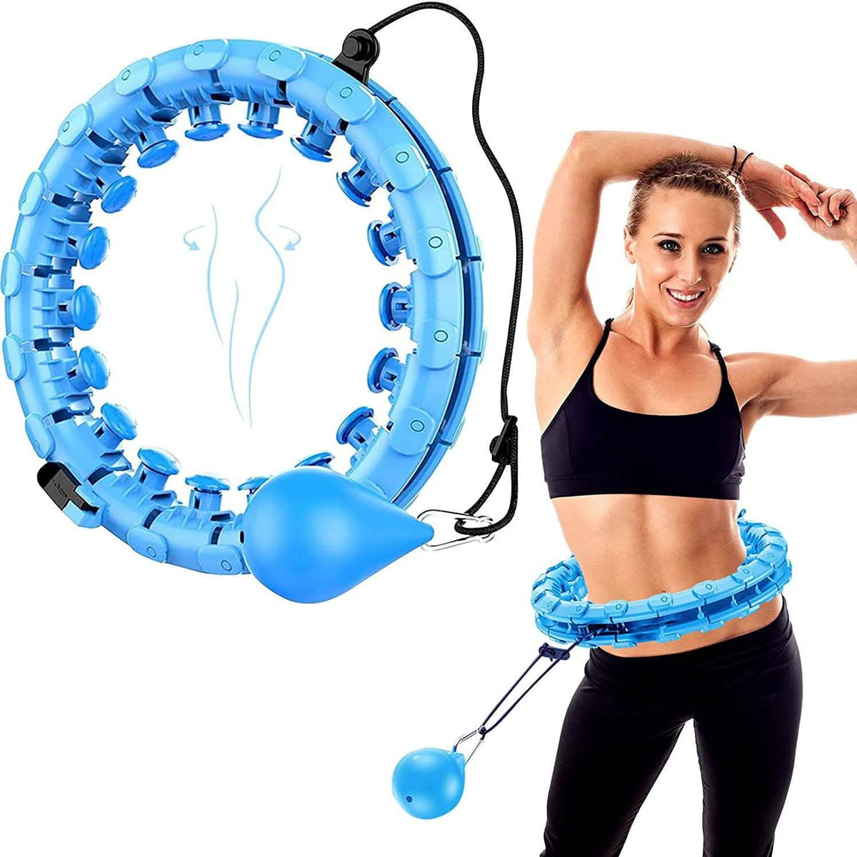 AZ GOGO Smart Hula Weighted Hoops Blue Fitness & Exercise - Tophatter Daily Deals