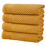 Cotton Diamond Waffle Weave Bath Towel Set - Grayson Collection Bath Towel (Pack of 4) Marigold Bath - Tophatter Daily Deals