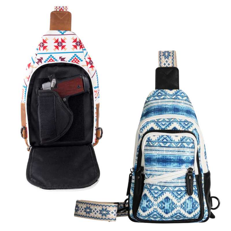 Concealed Carry Aztec Indie Canvas Sling Crossbody Backpack Purse Handgun Purses - Tophatter Daily Deals