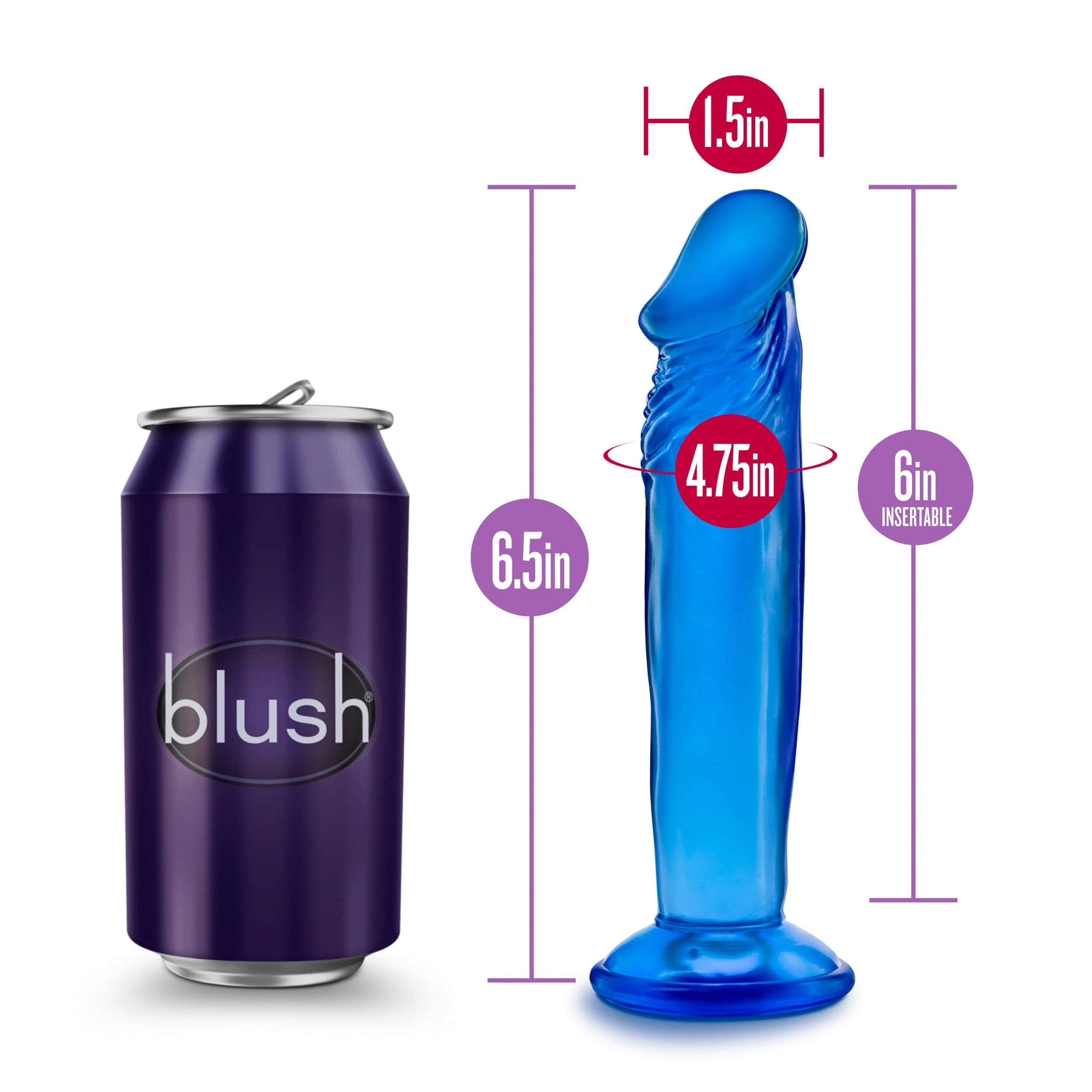 B Yours Sweet N Small 6 Inch Blue Realistic Dildo with Suction Cup > Dildos > Slim Dildos - Tophatter Daily Deals