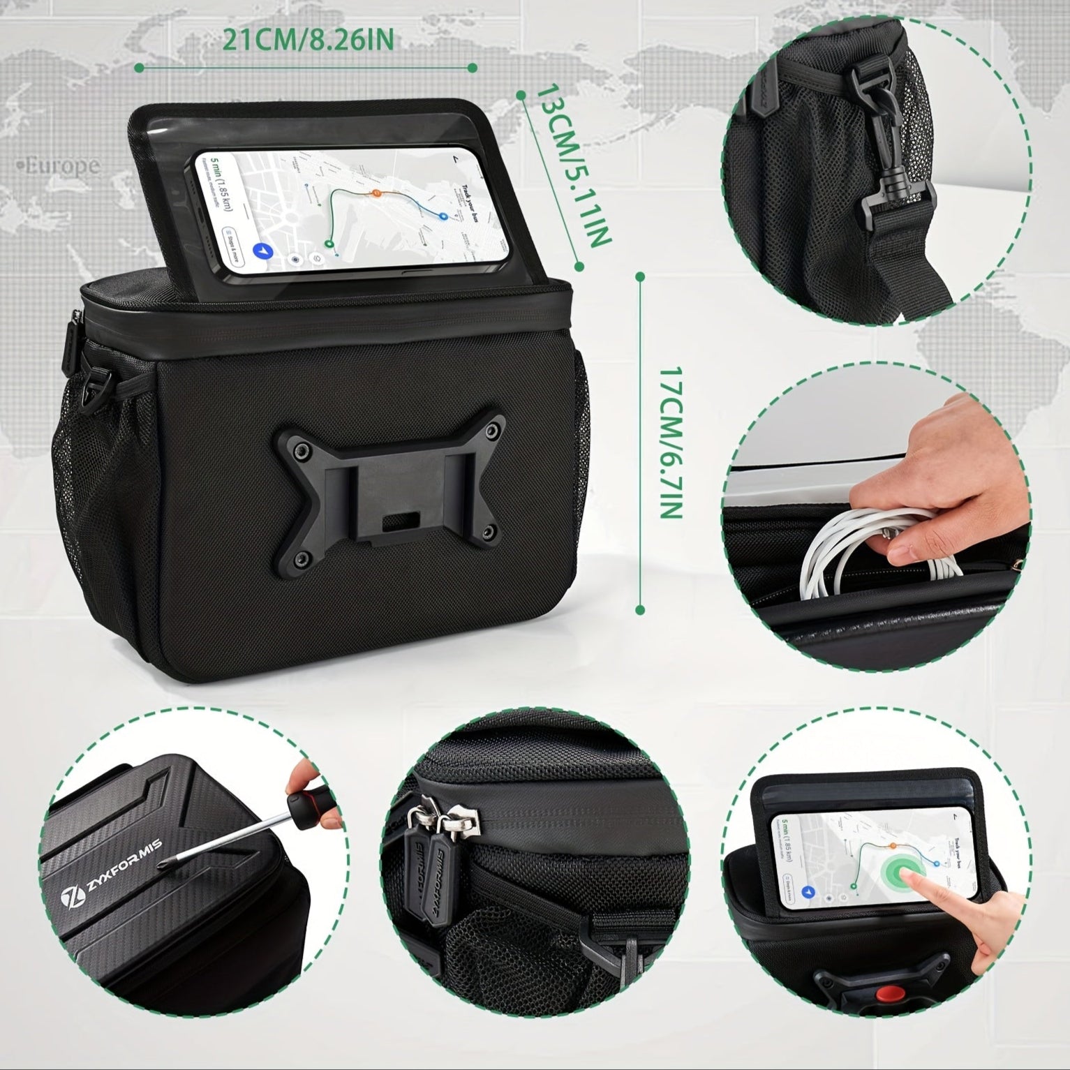 Bicycle Handlebar Bag with Phone Case Mount Sports & Fitness > Bikes & Accessories > Bicycle Bags - Tophatter Daily Deals