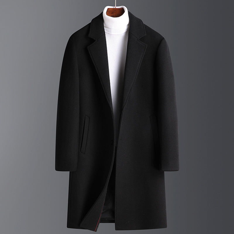 Warm Men’s Wool Coat - Korean Single-Breasted Velvet Black 3D Changing Face Moving Picture Frame - Tophatter Daily Deals