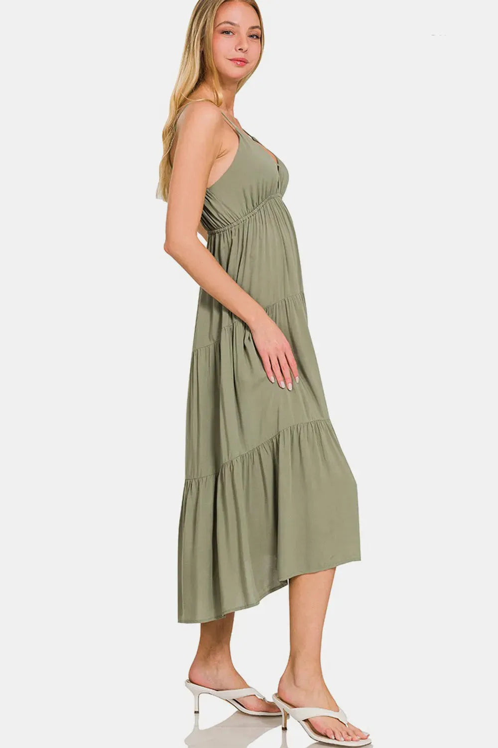 Zenana Woven Tiered Cami Midi Dress Casual Dresses - Tophatter Daily Deals