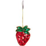 Strawberry Beaded Christmas Tree Bauble | Colourful Fruit-shaped Tree Ornaments Baubles - Tophatter Daily Deals