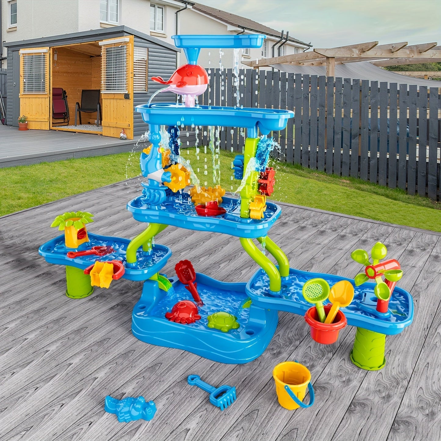 4-Tier Kids Water and Sand Activity Table Pool Toys & Inflatables - Tophatter Daily Deals