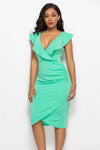 Ruched Ruffled Cap Sleeve Dress Cocktail Dresses - Tophatter Daily Deals