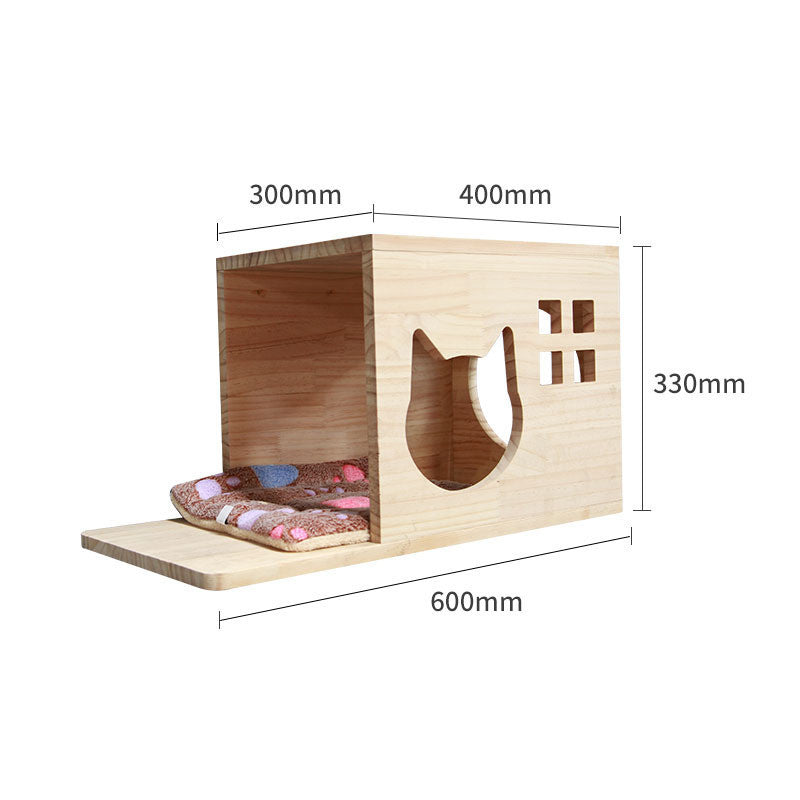 Pet Cat Climbing Frame Wall Type Solid Wood Wall Hanging Platform Ladder Pets Accessories Terrace cat litter hexagonal Pet Supplies - Tophatter Daily Deals