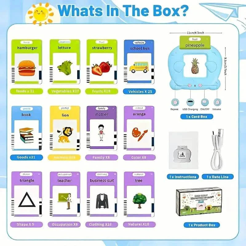 Flash Card Learning Toy – 112 Cards, 224 Words | USB Rechargeable Reading Toy for Kids (Pink/Blue) Toys & Games - Tophatter Daily Deals
