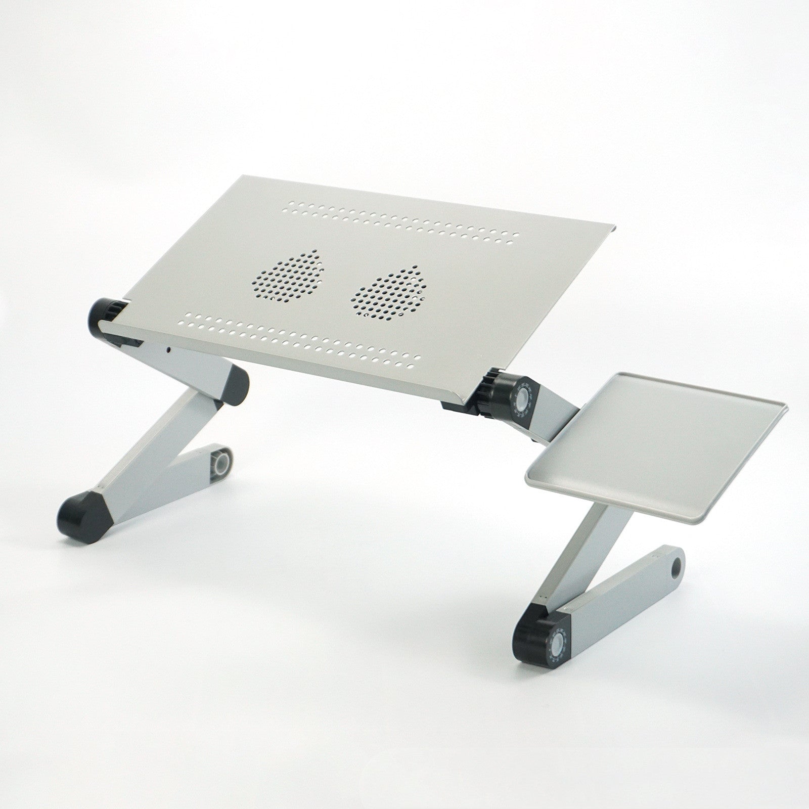 Aluminum Alloy Laptop Desk Folding Table Double fan Silver 0 - Tophatter Daily Deals