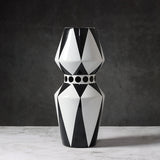 Black And White Striped Geometric Ceramic Vase Flower Ornaments 14x14x34CM 0 - Tophatter Daily Deals