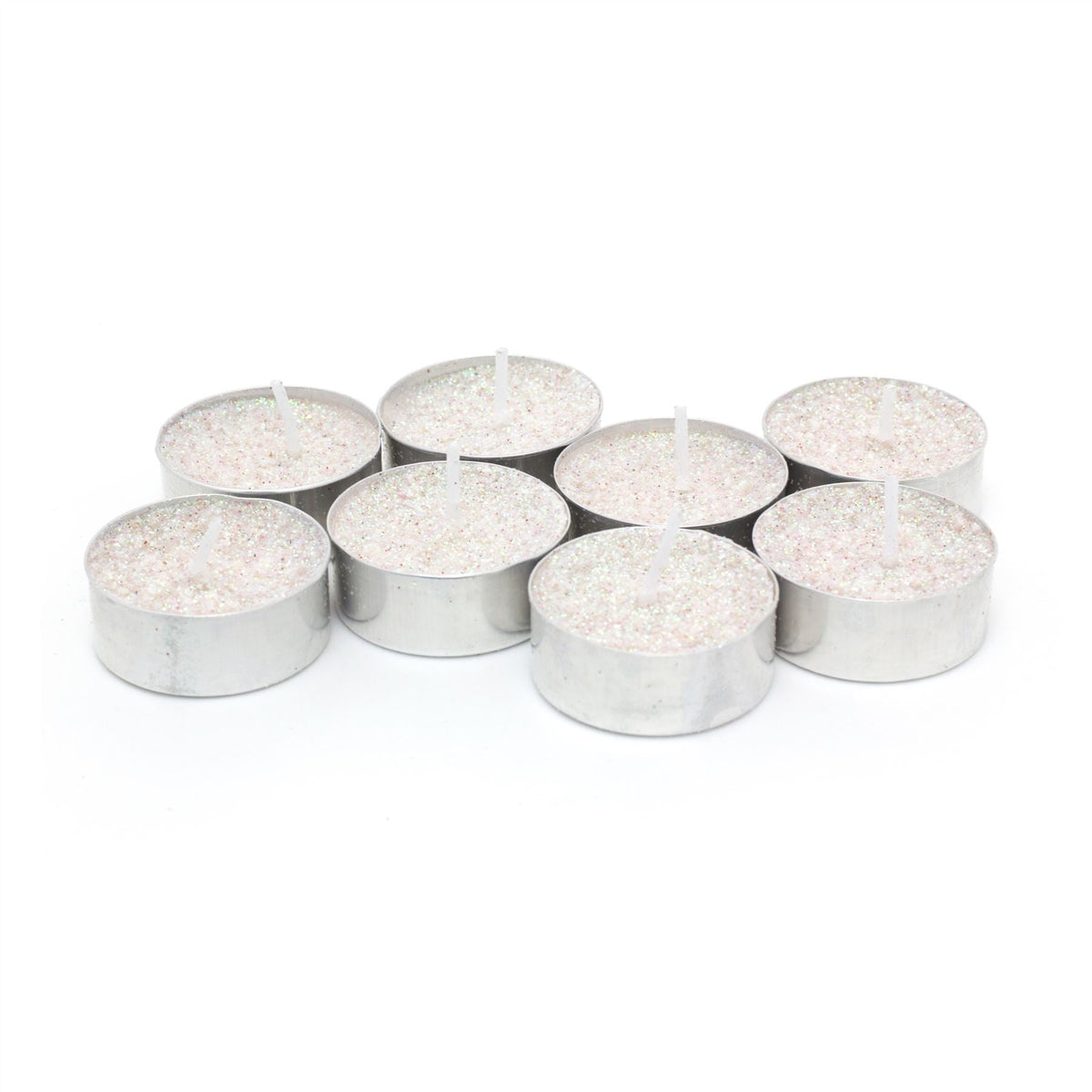 Pack Of 8 Silver Glitter Tealight Candles | Unscented Candle Tealights | Wedding Christmas Tealight Candles Candle - Tophatter Daily Deals
