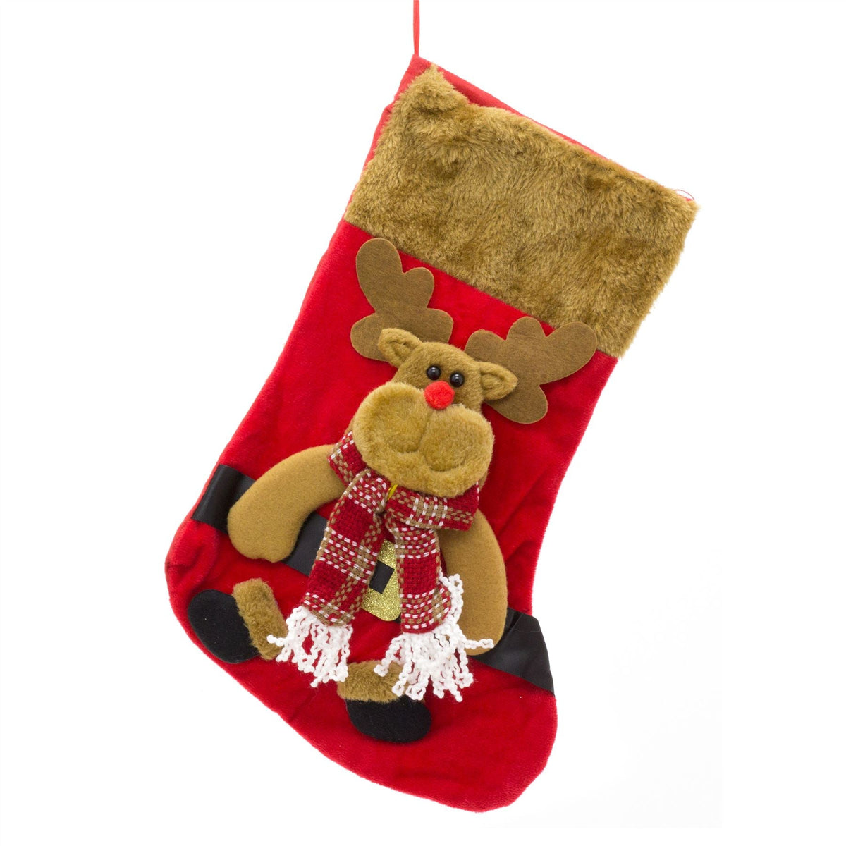 3D Plush Christmas Stocking Xmas Stockings | Festive Adult Christmas Stocking | Kids Christmas Stocking Fireplace Decorations - Reindeer Stocking - Tophatter Daily Deals