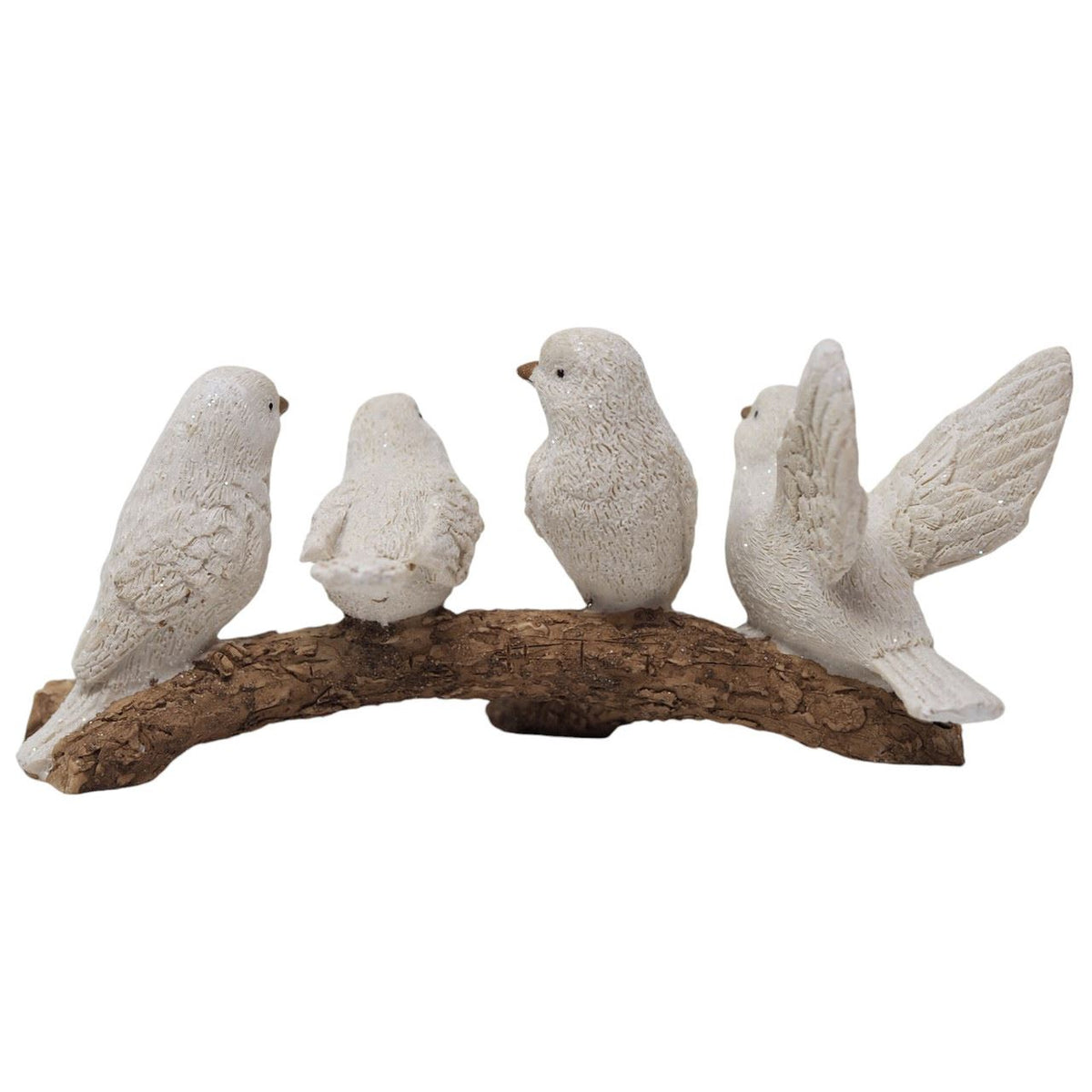 Winter Birds on Branch Figurine | 5 Birds Wildlife Christmas Ornament - 15cm Ornament - Tophatter Daily Deals