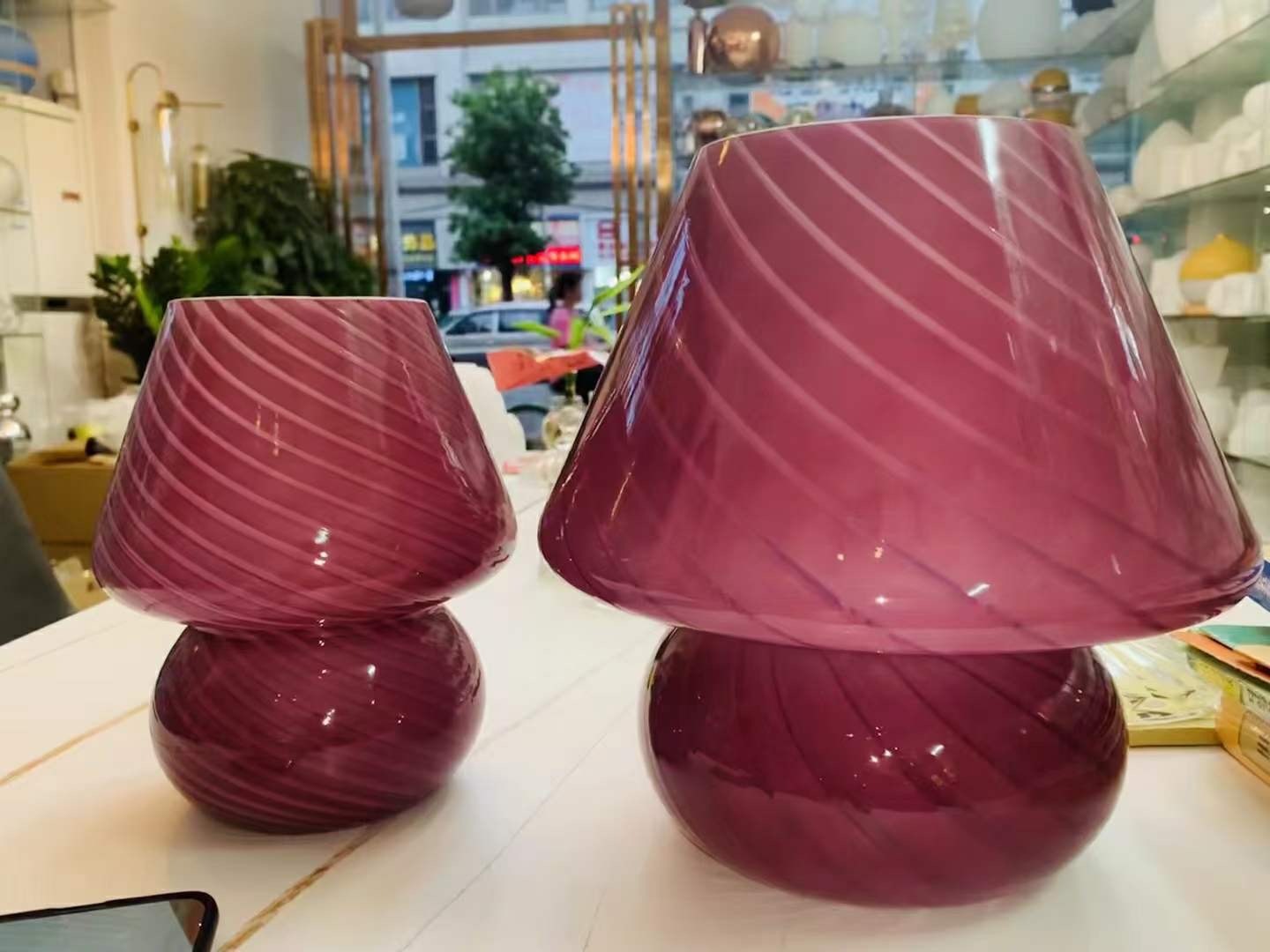 Bedside Lamp Nordic Style Glass Table Lamp Retro Bedroom Lamp Purple 0 - Tophatter Daily Deals