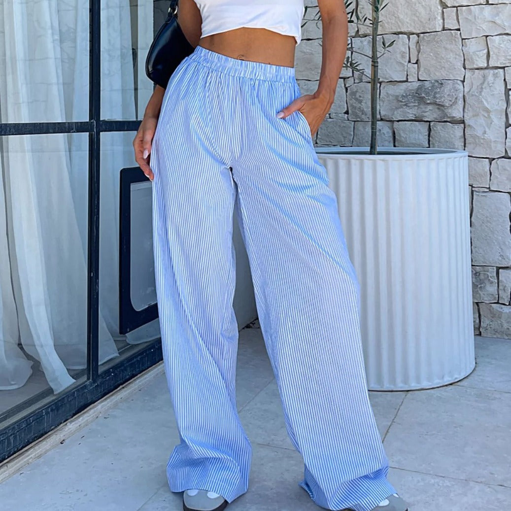 Fashion Casual Striped Trousers Summer Wide Leg Pants Men Pants - Tophatter Daily Deals