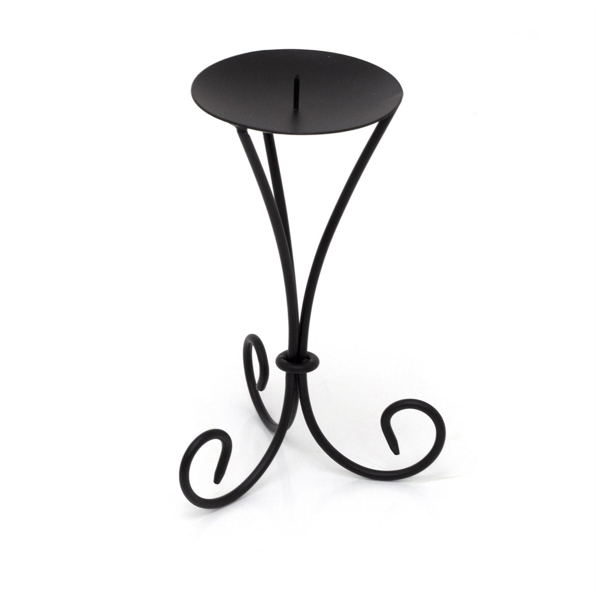 Tall Black Metal Scroll Candle Holder | Pillar Candle Holder Candlestick - 21cm Candlestick - Tophatter Daily Deals