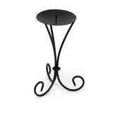 Tall Black Metal Scroll Candle Holder | Pillar Candle Holder Candlestick - 21cm Candlestick - Tophatter Daily Deals