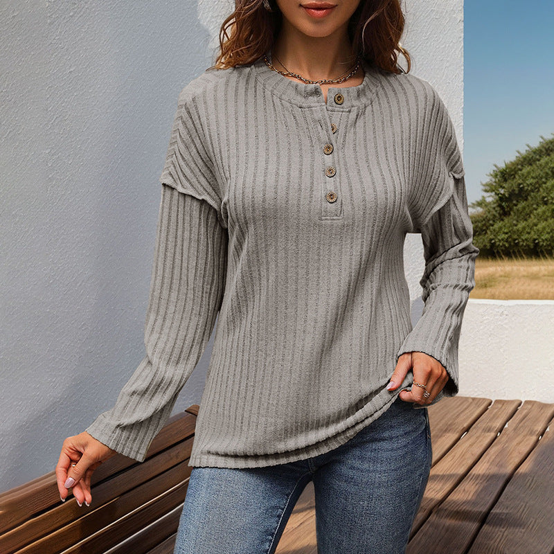Soft Relaxed Women's Henley Top - Ribbed Polyester, Casual 3D Changing Face Moving Picture Frame - Tophatter Daily Deals