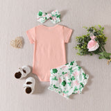 Alphabet Printed Romper Shorts With Three Piece Hair Band 0 - Tophatter Daily Deals